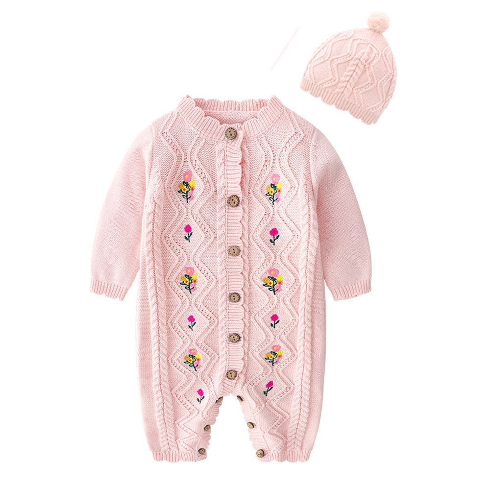 Newborn Baby Girl Romper Floral - 0-24M 100% bawełna, zimowy kombinezon dla
