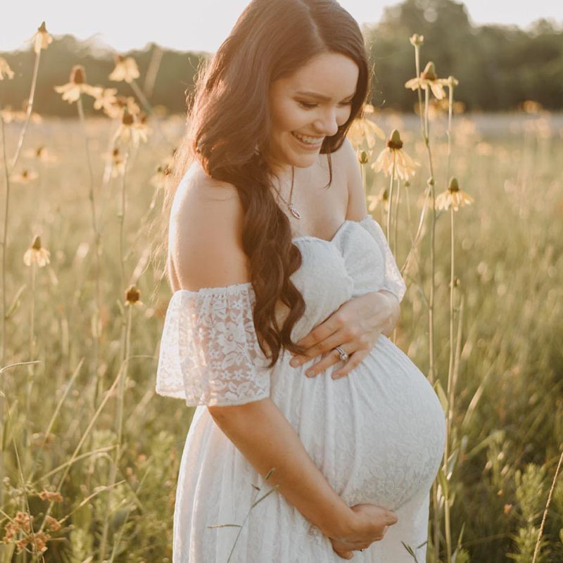 Maternity Wear - Kobiety w ciąży Off ramię rękaw
